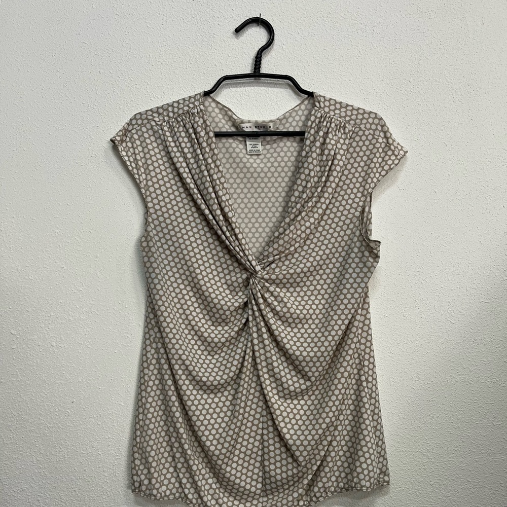 Max Studio Beige Polka Dot Blouse